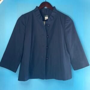 J.Crew Women’s Navy Blue Button-Front Jacket Long Sleeve Size 0